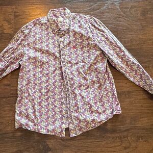 johnnie O Hanging Out Button-Up with Red, Yellow & White Flowers long sleeve